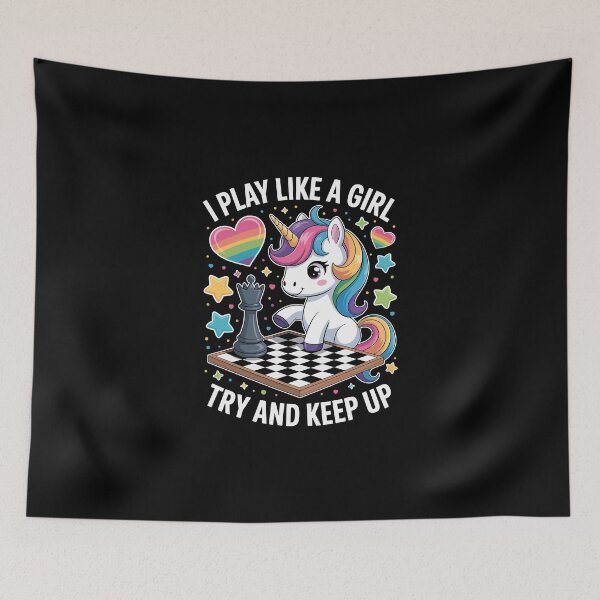 Item preview, I Play Like A Girl Try And Keep Up – Cute Chess Unicorn Art designed and sold by jkrphoto.
