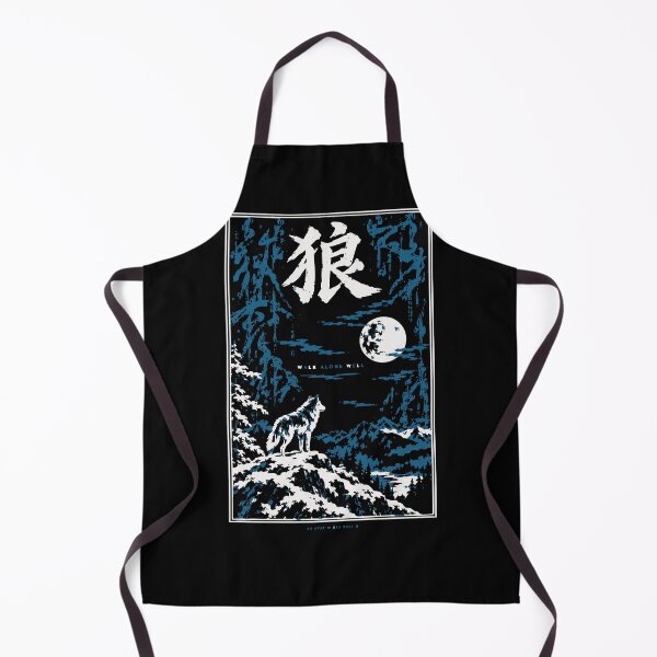Item preview, Lone Wolf Winter Moon Sumi-e Woodblock Streetwear BackPrint designed and sold by WAVE-JP.