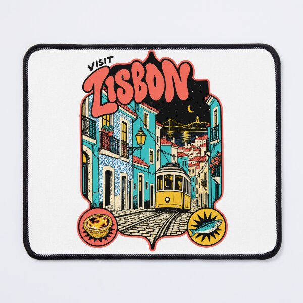 Item preview, Visit Lisbon Retro Tram Portugal Travel Art designed and sold by sasaPRO.