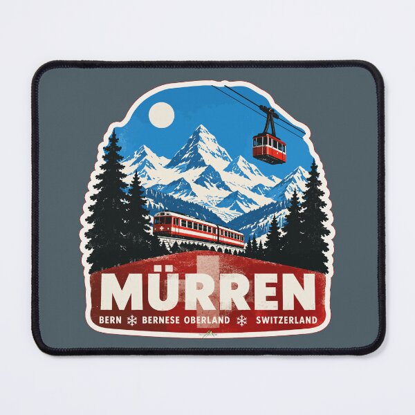 Item preview, Murren Ski Switzerland Skiing Alps Sticker TShirt 07 designed and sold by OuterShellUK.