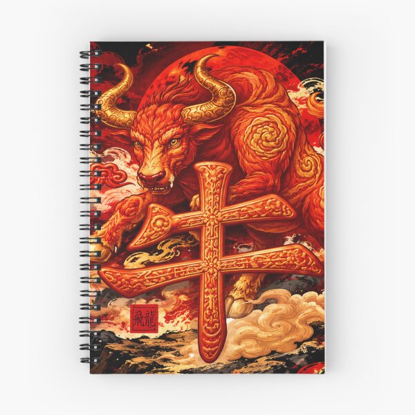 Item preview, Year of the Ox Chinese Zodiac Fire Bull Art designed and sold by Fei Long Design Hub.