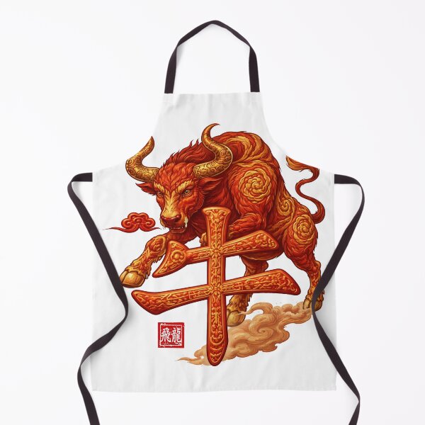 Item preview, Year of the Ox Chinese Zodiac Fire Bull Art designed and sold by Fei Long Design Hub.