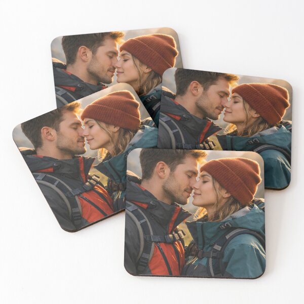 Item preview, Romantic young couple on a mountain summit at sunset designed and sold by homydesign.