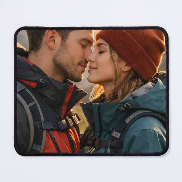 Item preview, Romantic young couple on a mountain summit at sunset designed and sold by homydesign.
