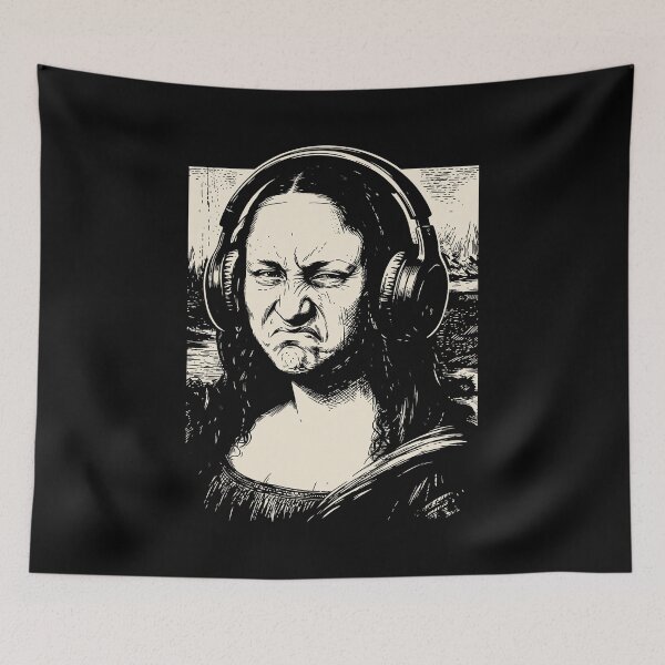 Item preview, Auriculares de la Mona Lisa Música EDM Meme divertido designed and sold by ellapaintcoast.