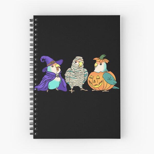 Item preview, Halloween parrot Dutch Blue Lovebird Dressed like Pumpkin Mummy Witch Birb designed and sold by FandomizedRose.