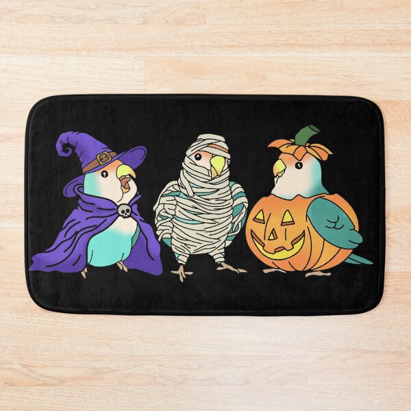 Item preview, Halloween parrot Dutch Blue Lovebird Dressed like Pumpkin Mummy Witch Birb designed and sold by FandomizedRose.
