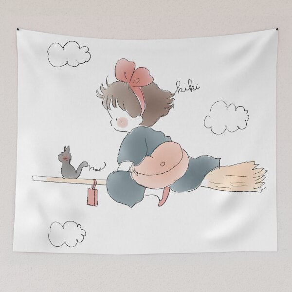 Item preview,  Cute art chibi girl [[kiki's]] -%[ghiblis]%- flying aways in cloud designed and sold by Wholanshop.