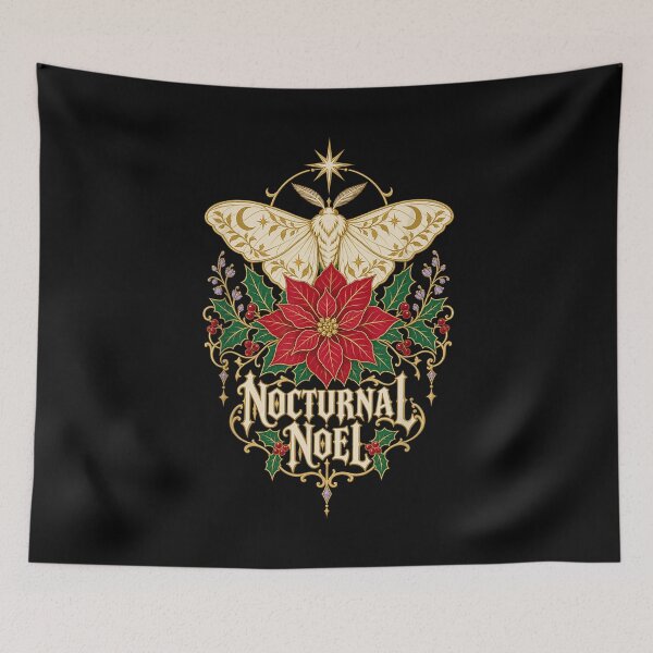 Item preview, Nocturnal Noel Christmas Moth Botanical Art designed and sold by NoeValdric.