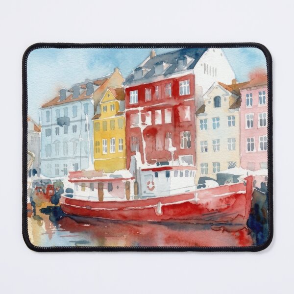 Item preview, Nyhavn, Red Houseboat and Reflection designed and sold by caracatita75.