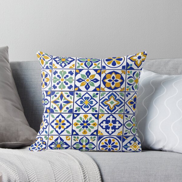 Aperçu de l'œuvre Fond à motif de carreaux azulejos en céramique méditerranéenne sans raccord créée et vendue par homydesign.
