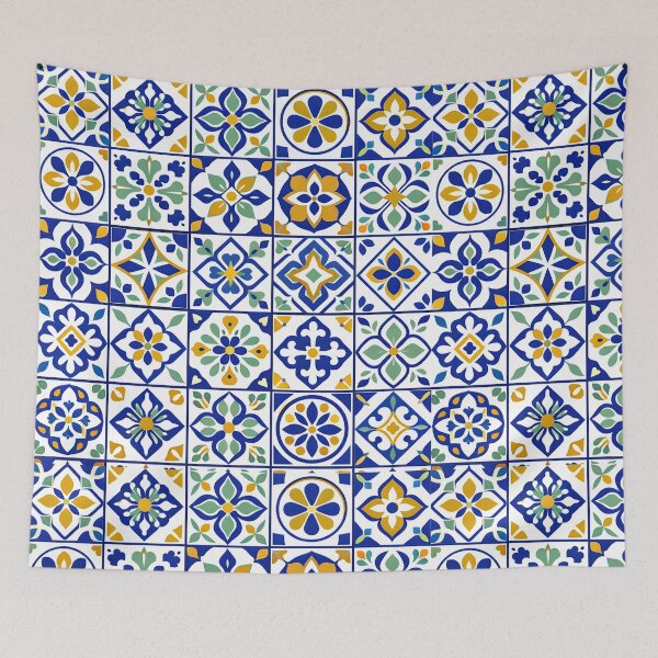 Item preview, Seamless Mediterranean ceramic azulejo tile pattern background designed and sold by homydesign.