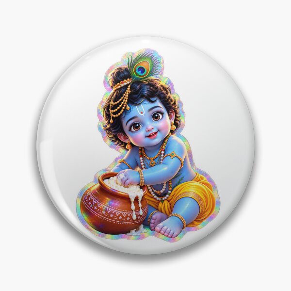 Item preview, Cute Baby Krishna Makhan Chor Sticker designed and sold by thenksticker.