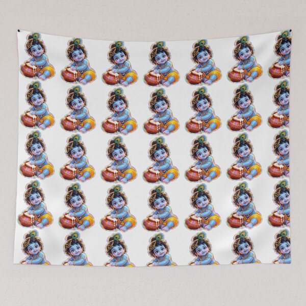 Aperçu de l'œuvre Joli bébé Krishna Makhan Chor Sticker créée et vendue par thenksticker.