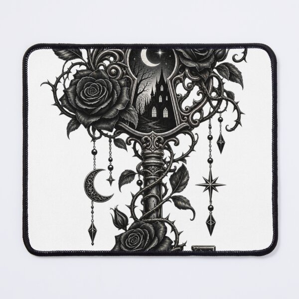 Item preview, Gothic Haunted Key Black Rose Moon Castle Halloween Design designed and sold by RAYOUS.