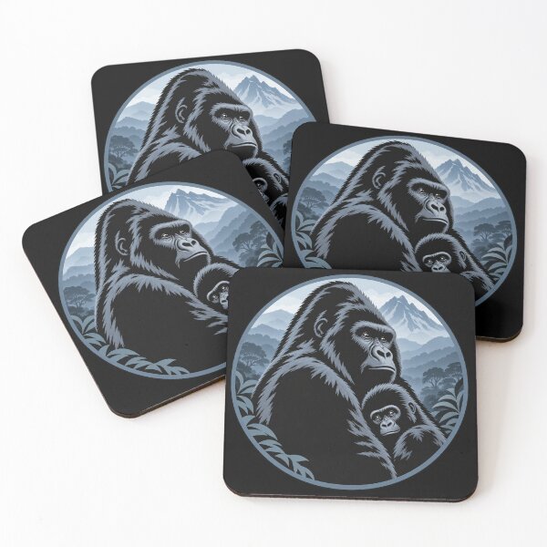 Item preview, Gorilla Family – Great Ape Wildlife Badge designed and sold by redsharkuk.