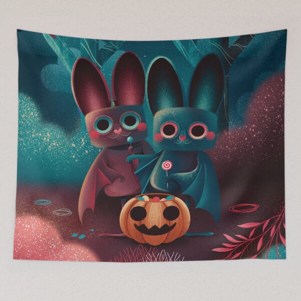 Item preview, Cute Halloween Bats Eating Candy designed and sold by From_the_moon_illustrations.