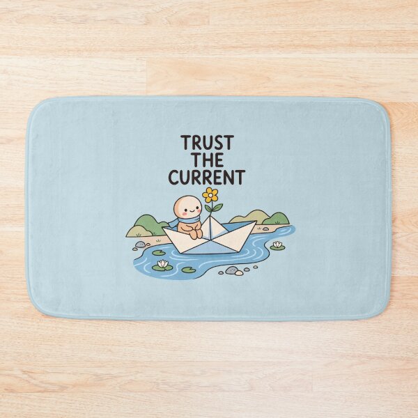 Artikelvorschau, Trust the Current | Cute Paper Boat River Inspirational Art entworfen und verkauft von MrDev.