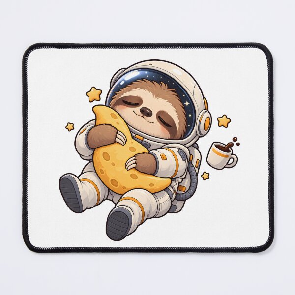 Item preview, Sleepy Sloth Astronaut Hugging a Moon Pillow | Funny Tired Animal Gift designed and sold by LABUTI-SHOP.