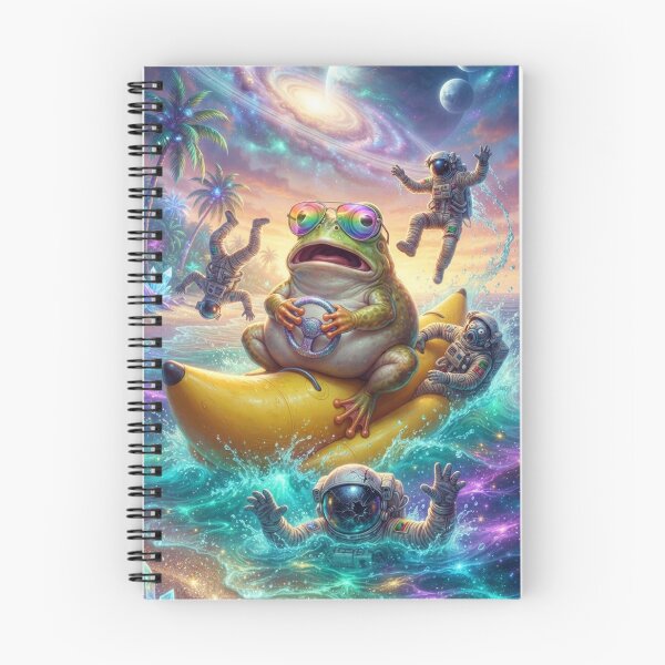 Item preview, Sarcastic Frog Driving Banana Boat in Space | Funny Pop Surrealism Art designed and sold by Rain-Road.