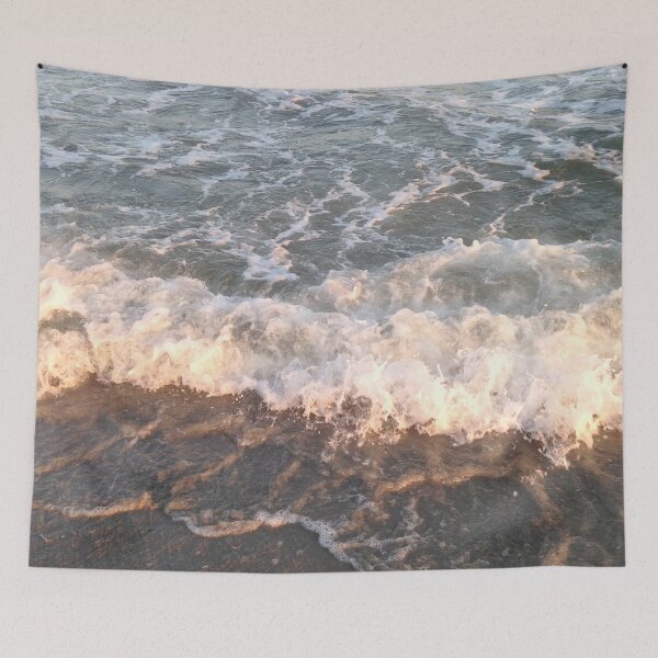 Item preview, Pink Ocean Wave Breaking at Sunset designed and sold by LeslieMac713.