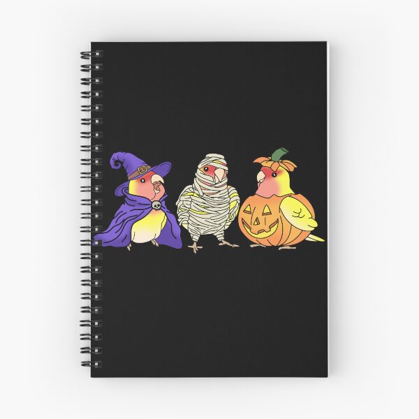 Item preview, Halloween Yellow Lovebird Dressed like Pumpkin Mummy Witch Birb designed and sold by FandomizedRose.