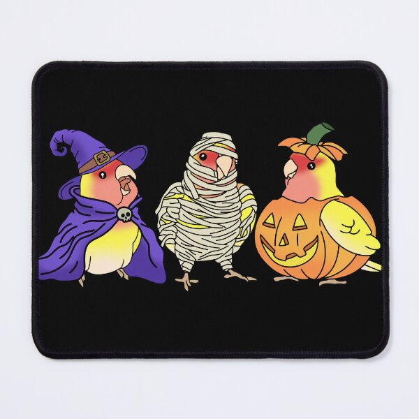 Item preview, Halloween Yellow Lovebird Dressed like Pumpkin Mummy Witch Birb designed and sold by FandomizedRose.