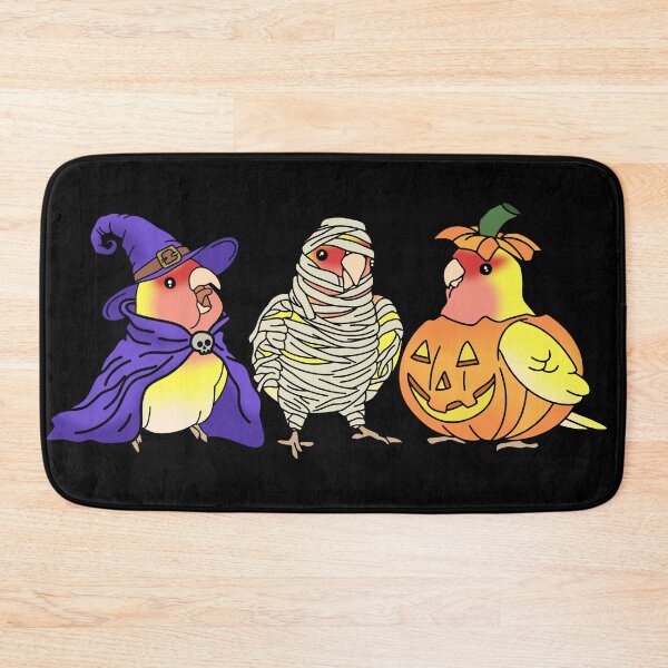 Item preview, Halloween Yellow Lovebird Dressed like Pumpkin Mummy Witch Birb designed and sold by FandomizedRose.