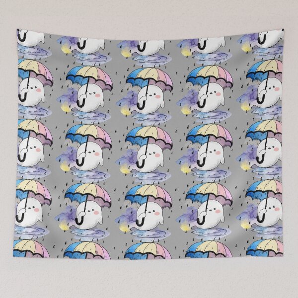 Item preview, Ghosts with Rainbow Umbrellas Seamless Pattern designed and sold by Camel & Quirk.