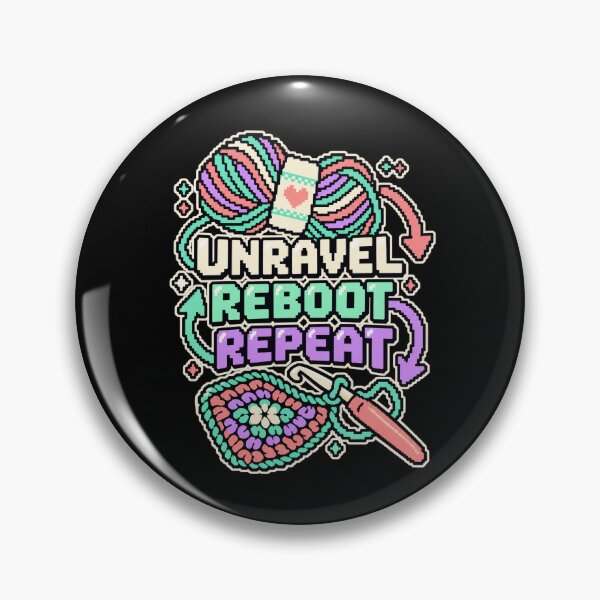 Item preview, Unravel Reboot Repeat Pixel Crochet designed and sold by Text2tee.