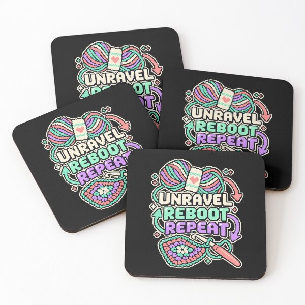 Item preview, Unravel Reboot Repeat Pixel Crochet designed and sold by Text2tee.