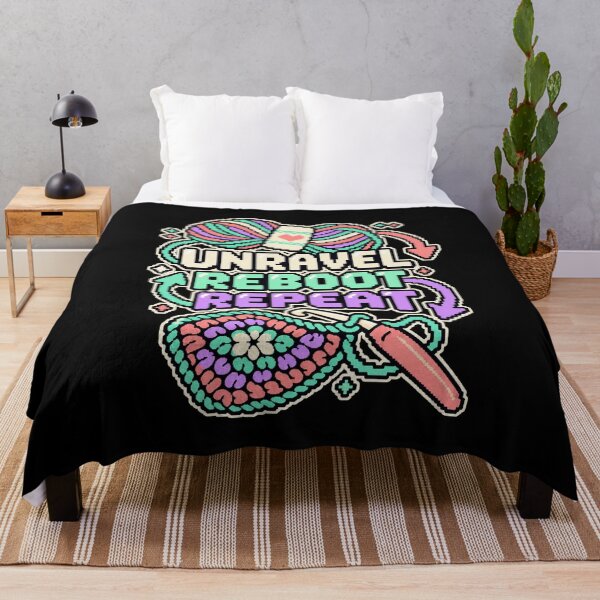 Item preview, Unravel Reboot Repeat Pixel Crochet designed and sold by Text2tee.