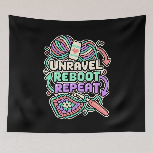 Item preview, Unravel Reboot Repeat Pixel Crochet designed and sold by Text2tee.