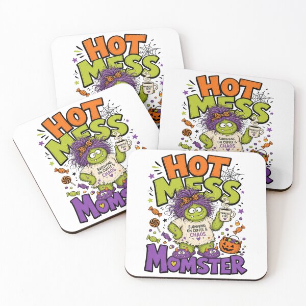 Item preview, Hot Mess Momster Coffee And Chaos Funny Halloween Mom designed and sold by shirt-hard-top1.