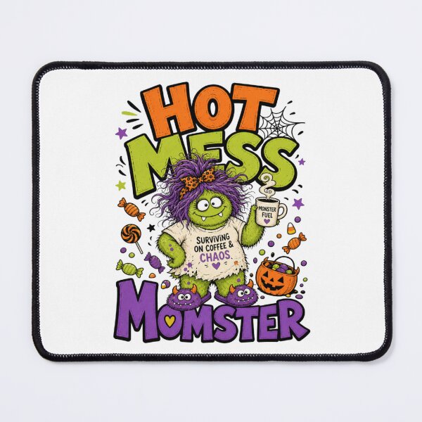 Item preview, Hot Mess Momster Coffee And Chaos Funny Halloween Mom designed and sold by shirt-hard-top1.