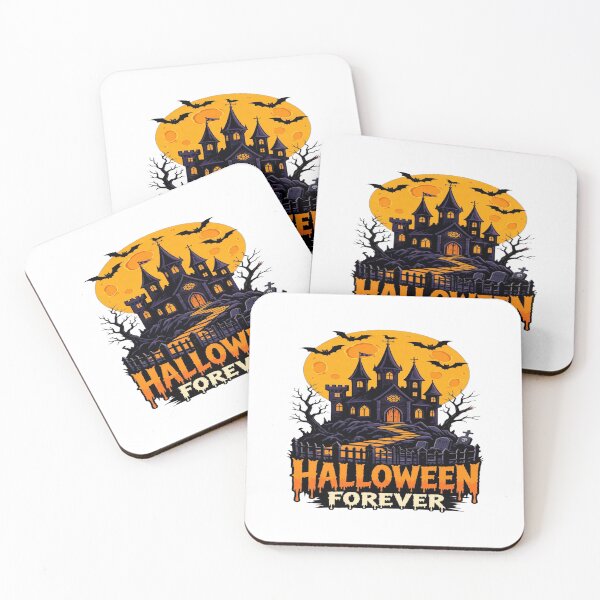 Item preview, Halloween Forever Haunted Castle Moon Bats Art designed and sold by Custom Crest.
