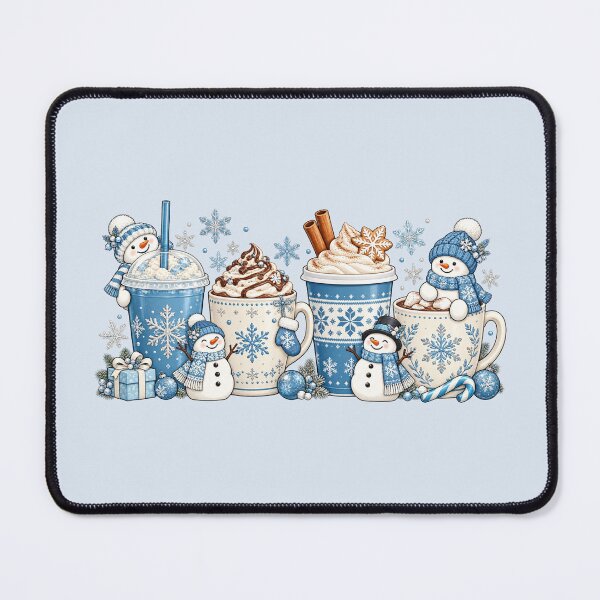 Item preview, Winter Hot Cocoa and Snowman, Cozy Christmas Drinks, Blue Holiday Beverage Illustration, Coffee Lover Gift, Festive Cafe Aesthetic designed and sold by Quiajia.