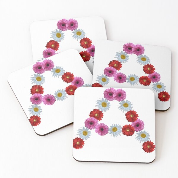 Item preview, Floral Letter A Monogram - Gerber Daisy & White Daisy Typography designed and sold by BalkanBloomArt.