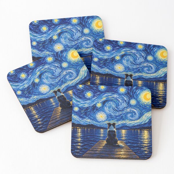 Item preview, Funny Border Collie Dog Starry Night Painting Bridge Star Mom Dad Kids designed and sold by FurryHavenPH.
