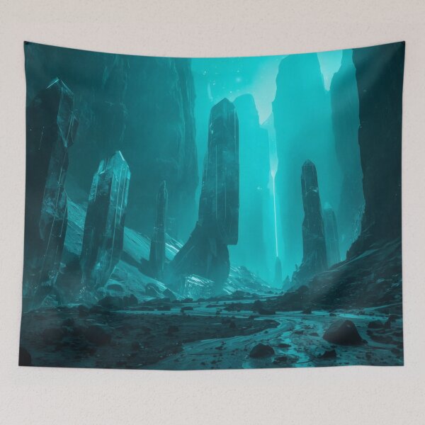 Item preview, Colossal Crystal Spires In Cyan Alien Valley designed and sold by monkeybusiness.pt.