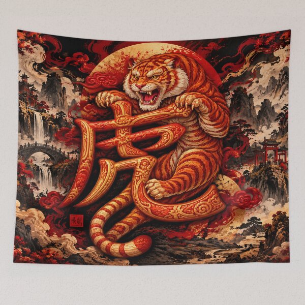 Item preview, Year of the Tiger Chinese Zodiac Guardian Art designed and sold by Fei Long Design Hub.