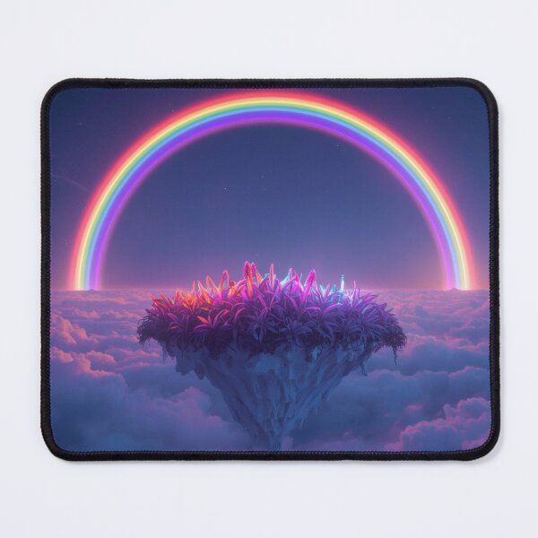 Item preview, Floating Island Under Vibrant Neon Cosmic Rainbow designed and sold by monkeybusiness.pt.