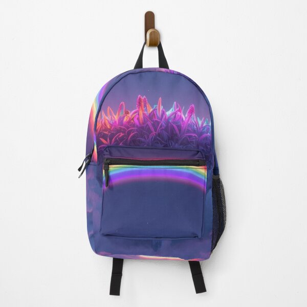 Item preview, Floating Island Under Vibrant Neon Cosmic Rainbow designed and sold by monkeybusiness.pt.