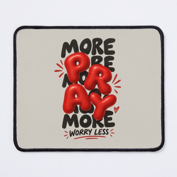 Item preview, More Pray More Worry Less Christian Quote Red Balloon Letters Bold Typography designed and sold by EatPrayLive.