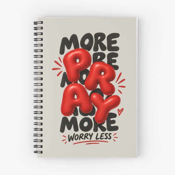 Item preview, More Pray More Worry Less Christian Quote Red Balloon Letters Bold Typography designed and sold by EatPrayLive.