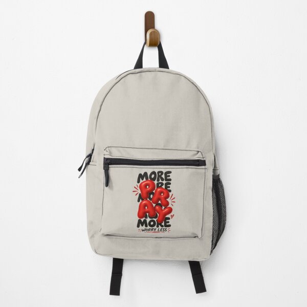 Item preview, More Pray More Worry Less Christian Quote Red Balloon Letters Bold Typography designed and sold by EatPrayLive.