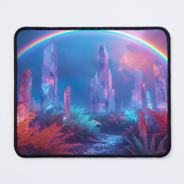 Item preview, Giant Glowing Crystals Under Neon Cosmic Rainbow designed and sold by monkeybusiness.pt.