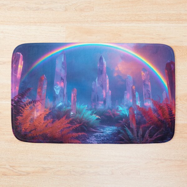 Item preview, Giant Glowing Crystals Under Neon Cosmic Rainbow designed and sold by monkeybusiness.pt.