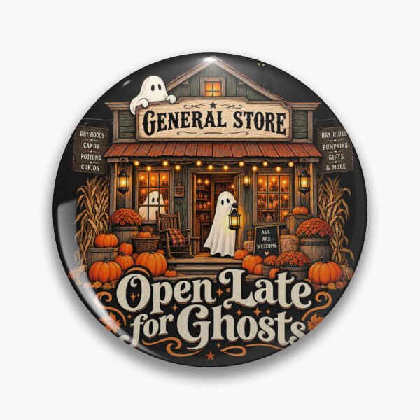 Item preview, Open Late for Ghosts Vintage Halloween General Store – Retro Ghost Pumpkin Autumn Design designed and sold by Sanika arts .