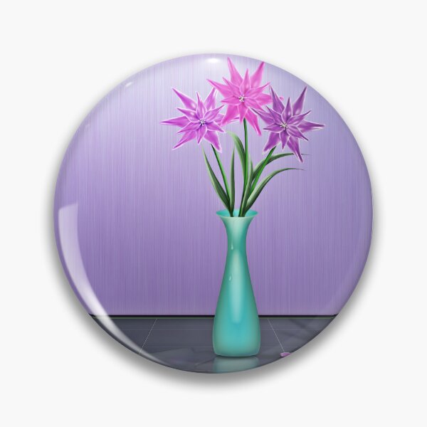 Item preview, Elegant purple flowers in a turquoise vase designed and sold by JinxisArts.